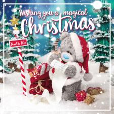 3D Holographic Santa Holding List Me to You Bear Christmas Card Image Preview